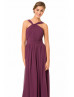 Purple Chiffon Twist Elegant Long Bridesmaid Dress